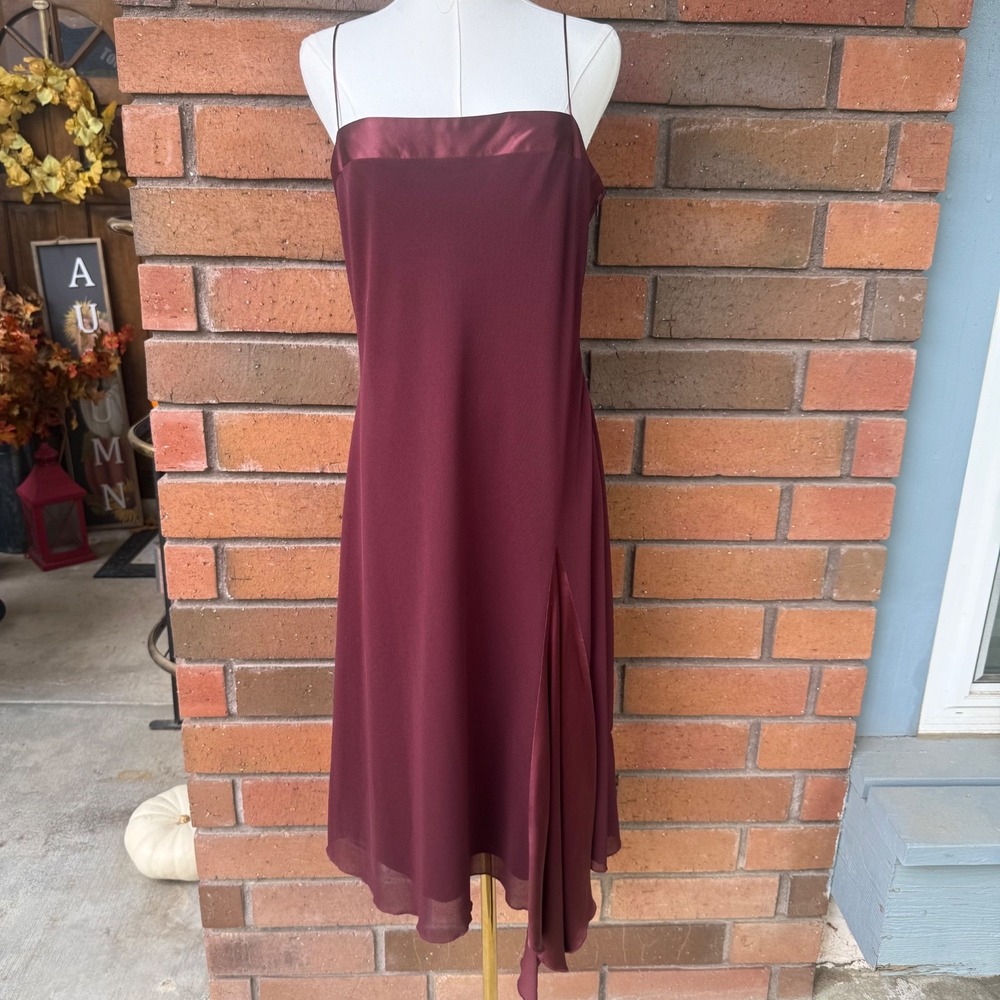 Laundry‎ By Shelli Segal Holiday Dress Chiffon Drape Wedding | Maroon | Size 12